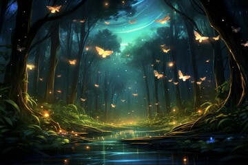 Canvas Print - Fireflies - Generative AI