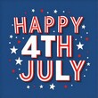 © CraftyStarVisual - American style design with 'Happy 4th July' text and bunch of stars, patriotic concept, on a plain blue background, element