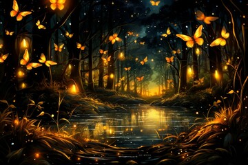 Canvas Print - Fireflies - Generative AI