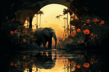 Wall Mural - Wildlife sanctuaries - Generative AI