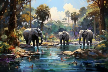 Wall Mural - Wildlife sanctuaries - Generative AI