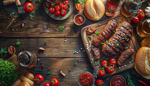 Design a poster with a 4th of July BBQ message and festive elements