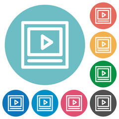 Poster - Playing video outline flat round icons