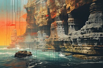 Poster - Coastal cliffs - Generative AI