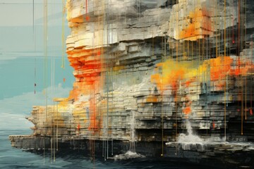 Canvas Print - Coastal cliffs - Generative AI