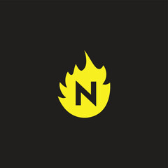 Wall Mural - letter N fire geometric symbol simple logo vector