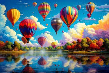 Wall Mural - Hot air balloons - Generative AI