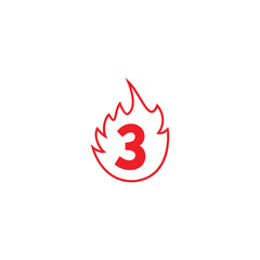 Wall Mural - Number 3 fire geometric symbol simple logo vector