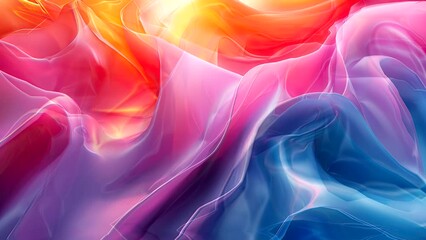 Wall Mural - A colorful piece of fabric with a rainbow pattern. The colors are bright and vibrant, creating a sense of energy and excitement. The fabric appears to be made of a shiny, reflective material