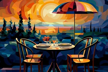 Wall Mural - Outdoor dining - Generative AI