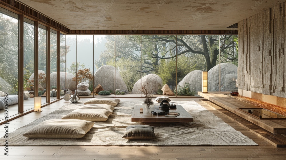 wabi sabi decor, a serene japanese-style room featuring earthy tones ...