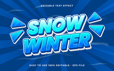 Poster - Editable text effect snow winter 3d Cartoon template style premium vector