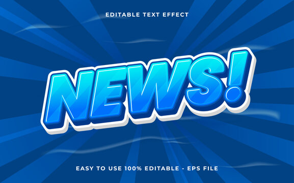 Editable text effect News 3d Cartoon template style premium vector