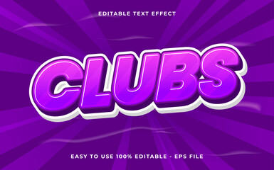 Poster - Editable text effect Clubs 3d Cartoon template style premium vector