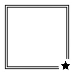 Canvas Print - a simple square frame with a star ornament, isolated on a transparent background - black decorative 
