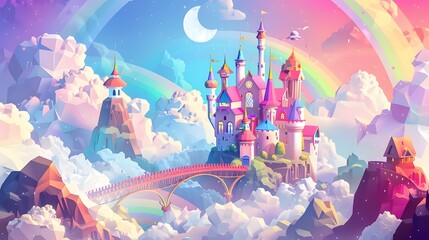 Poster - rainbow low poly vector background.