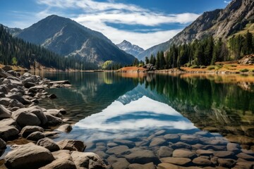 Canvas Print - Lakeside reflections - Generative AI