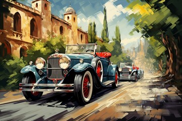 Canvas Print - Vintage cars - Generative AI