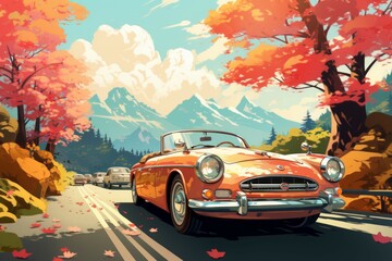 Canvas Print - Vintage cars - Generative AI