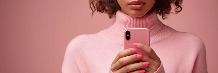 Photo of female hands with smartphone