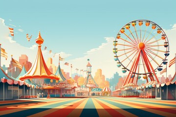 Canvas Print - Carnival rides - Generative AI