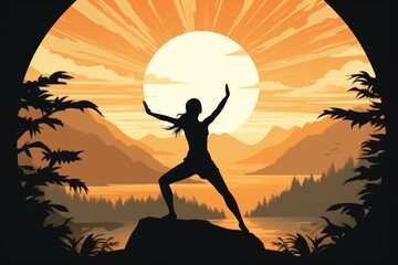 Sticker - Outdoor yoga - Generative AI