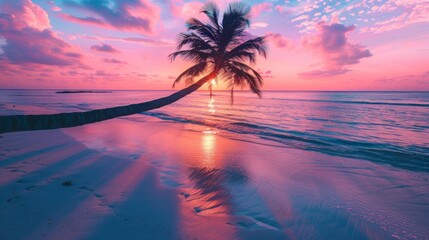 Wall Mural - beautiful purple sunset on an island