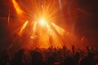 © LifeMedia - An energetic live performance of a band on stage engulfed by radiant orange lights and silhouettes of fans