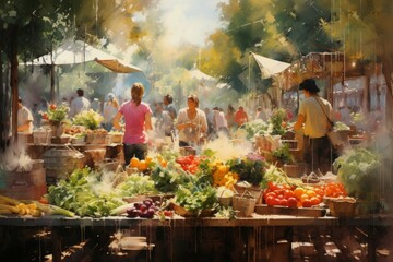 Canvas Print - Summer markets - Generative AI