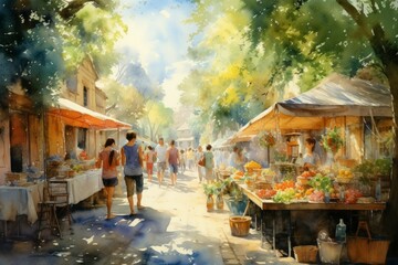 Wall Mural - Summer markets - Generative AI