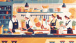 © Logmotion - 忙しい厨房のイラスト