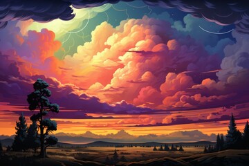 Wall Mural - Summer storms - Generative AI