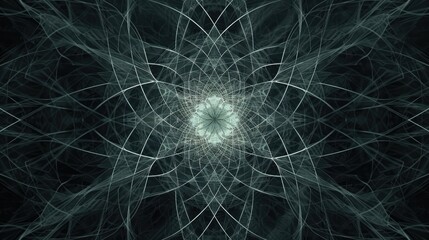 Leinwandbilder - Dynamic animated geometric floral pattern over a black backdrop Cyber design featuring geometric lines in motion Hypnotic moving geometric pattern on a dark background