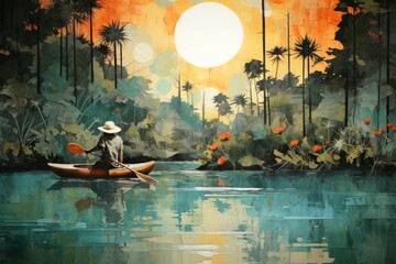 Wall Mural - Summer kayaking - Generative AI