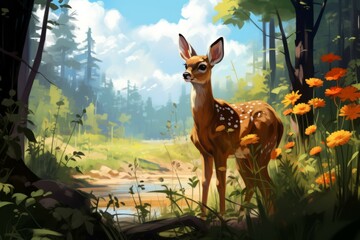 Sticker - Summer wildlife - Generative AI