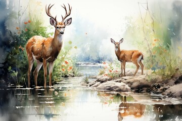 Canvas Print - Summer wildlife - Generative AI