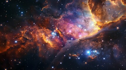 Cosmic Nebula with Stars: NASA-Supplied Elements