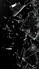 Poster - Broken glass on black background 