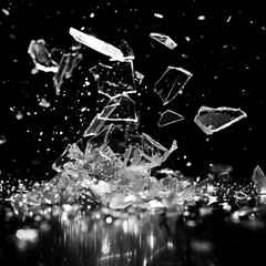 Wall Mural - Broken glass on black background 