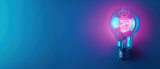 Wall Mural - light bulb illustration wallpaper on a gradient blue and purple background