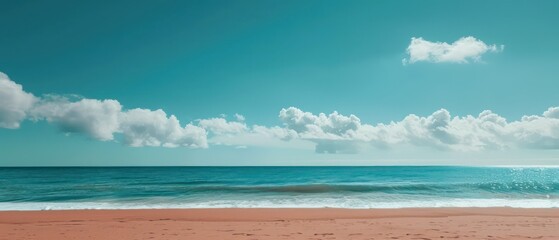 Wall Mural - minimalist landscape wallpaper background with the coast line of a beach and ocean 