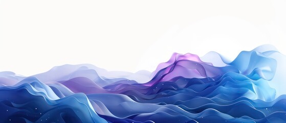 Canvas Print - minimal abstract wallpaper with smoke waves in blue and purple on a white background