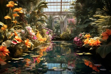 Wall Mural - Summer botanical gardens - Generative AI