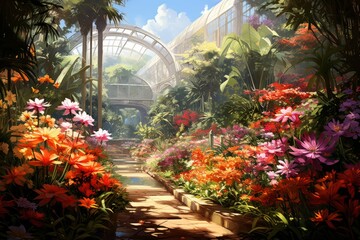 Wall Mural - Summer botanical gardens - Generative AI