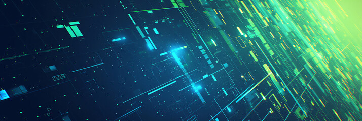 Poster - Green Circuit Board with Light Streaks for Technology and Digital