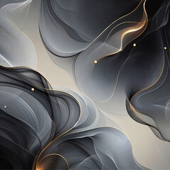 Poster - Abstract Black and Gold Waves with Copy Space Text for Luxury and Elegant Designs
