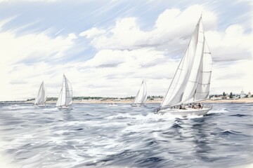 Wall Mural - Summer sailing regattas - Generative AI