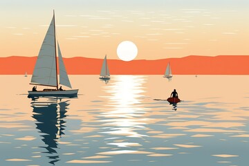 Wall Mural - Summer sailing regattas - Generative AI