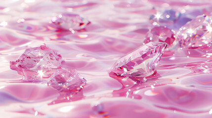 Poster - Sparkling Diamonds on Pink Background for Luxury and Beauty