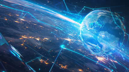 Poster - Earth with Digital Network for Technology and Connection